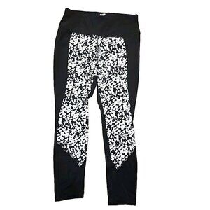 Avia Leggings Cropped Mid-rise Pocket Black & White Mesh Inset Women's Medium